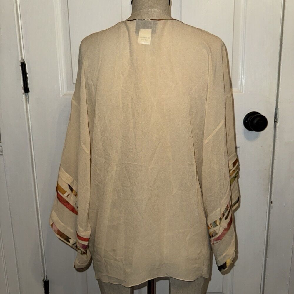 Sachin‎ Babi For Ankasa 100% Silk Cream Pleated Blouse Button Size M - Picture 4 of 7